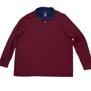 St. John’s Bay 4XLT Big and Tall Collared Zip Sweater Cotton Long Sleeve Maroon